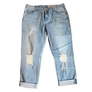 NEW Jennifer Lopez Boyfriend Crystal Embellished Distressed Cuffed Jeans